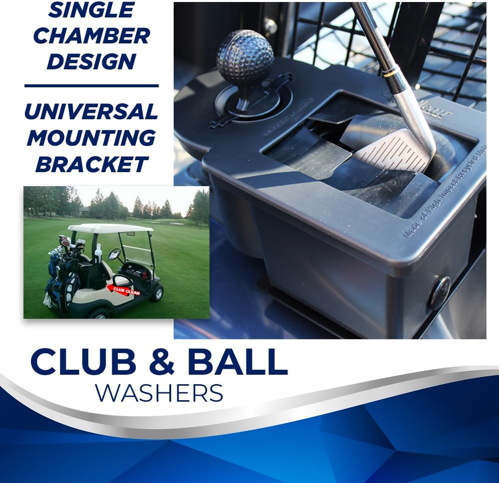 Original Ball and Club Cleaner/Washer with Universal Bracket for Golf Cars - Home Use - Single Chamber