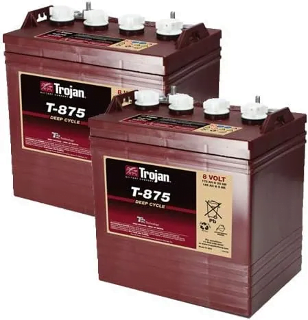 Trojan T-875 8V 170Ah Flooded Lead Acid GC2 Deep Cycle Battery x2