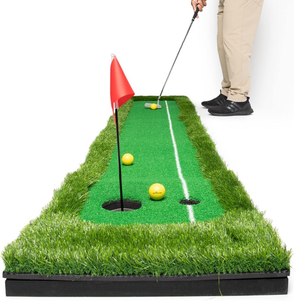 AbcoTech Indoor Golf Putting Green – Mini Golf Set, Golf Training Aid - Golf Accessories for Men, Golf Gifts for Men, Tech Gifts, Office Gifts, Indoor Games, Outdoor – Golf Mat with 3 Bonus Balls
