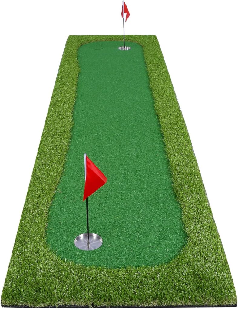 BOBURN Golf Putting Green/Mat-Golf Training Mat- Professional Golf Practice Mat- Green Long Challenging Putter for Indoor/Outdoor
