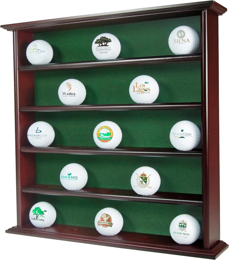 Clubhouse Collection Mahogany Golf Ball Display Cabinet - Displays up to 25 Golf Balls