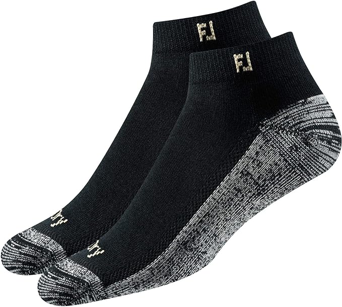 FootJoy Men's ProDry Sport 2-Pack Socks, Black, Fits Shoe Size 7-12