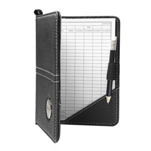 Leather Golf Scorecard Holder with Stat Tracker Sheet & Magnetic Ball Marker