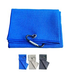 Golf Towel 30x50cm Microfiber Waffle with Carabiner Clip