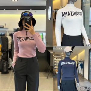 Korean Fashion AZ Golf Knitted Pullover | Spring/Autumn Versatile Top | Slim Fit | Women's Golf Shirt