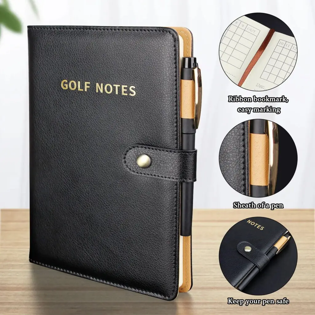 Leather Golf Scorecard Holder Golf Yardage Book with 200 Pages Included Golf Scorecard Cover Paper Perfect 1