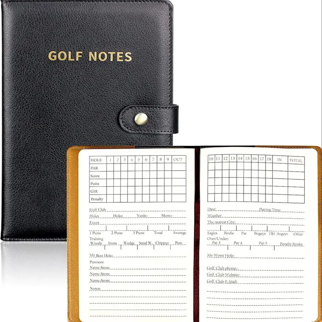 Leather Golf Scorecard Book - 200 Pages - Black/Brown - Perfect Golf Gift