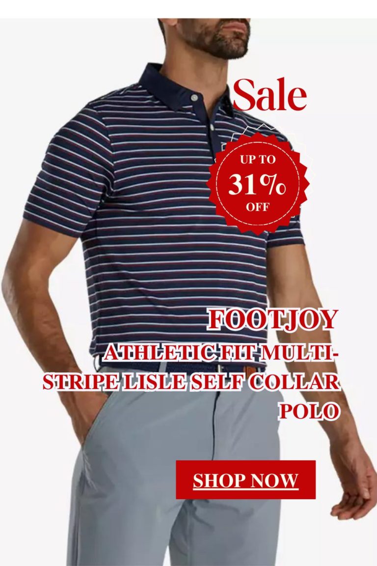 FOOTJOY Athletic Fit Multi Stripe Lisle Self Collar Polo